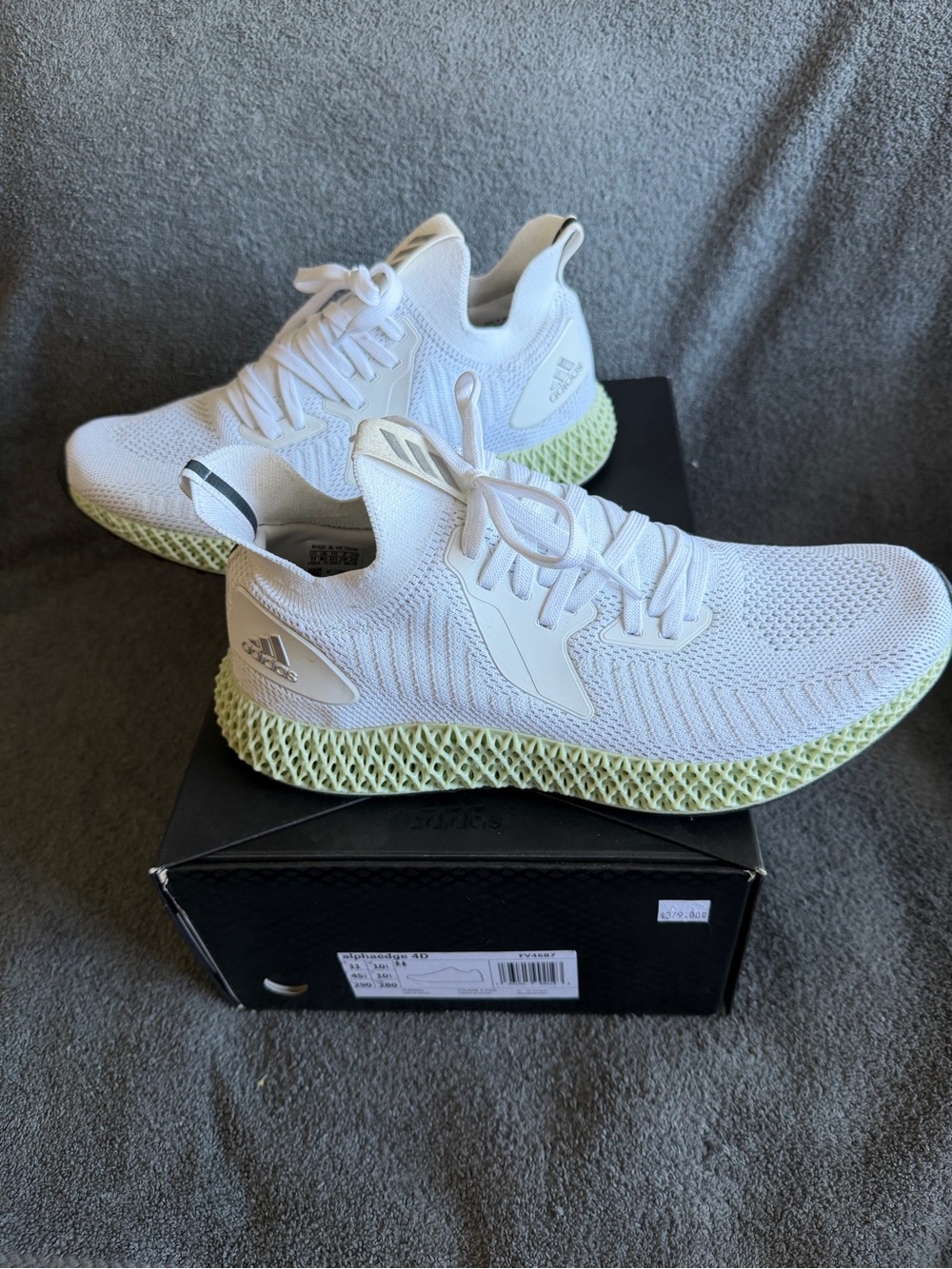 Authentic Adidas Alphaedge 4D "Reflective Cloud White" (FV4687) sneakers 11